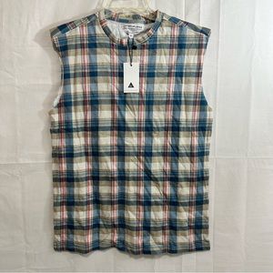 Another Influence Mens Plaid Raw Sleeveless Tank Size XS